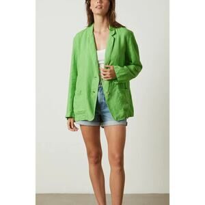 Velvet By Graham & Spencer NWT Linen Two-Button Cassie Blazer Size: XS